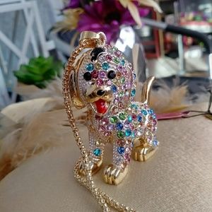 Betsey Johnson diamond doggy necklace
